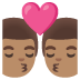 👨🏽‍❤️‍💋‍👨🏽 kiss: man, man, medium skin tone display on Google